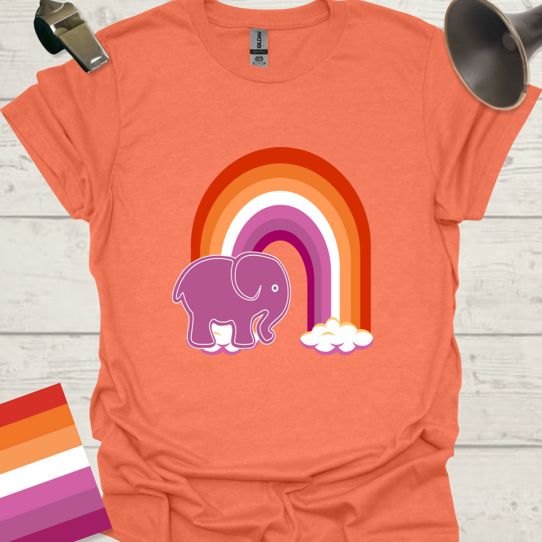 Lesbian Pride Flag Rainbow Elephant T-Shirt