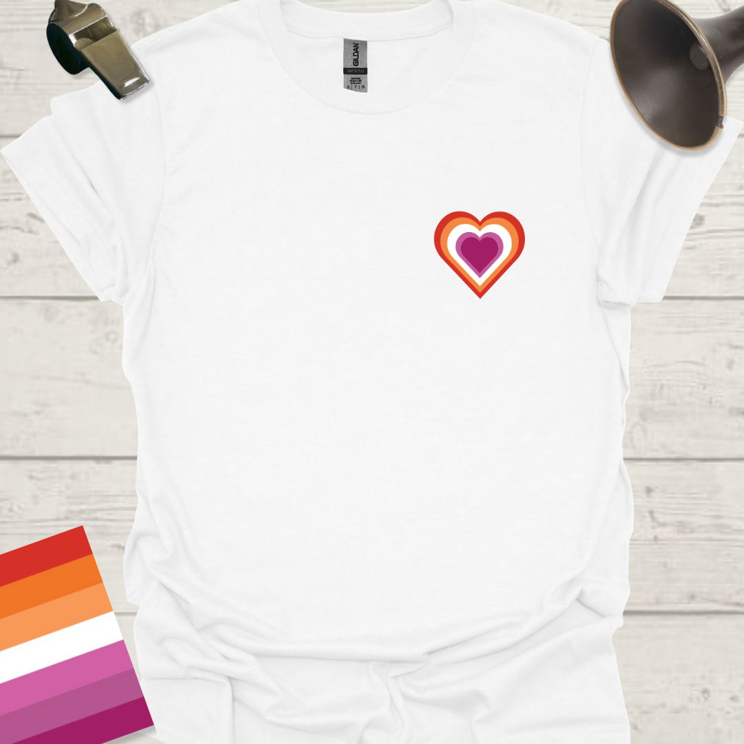 Lesbian Pride Flag Colors Heart T-Shirt