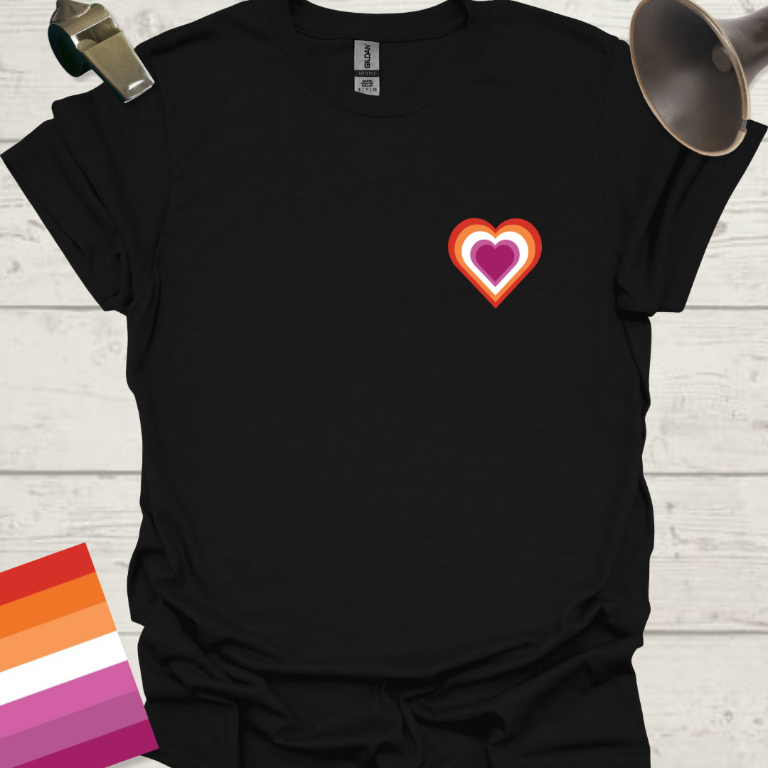 Lesbian Pride Flag Colors Heart T-Shirt