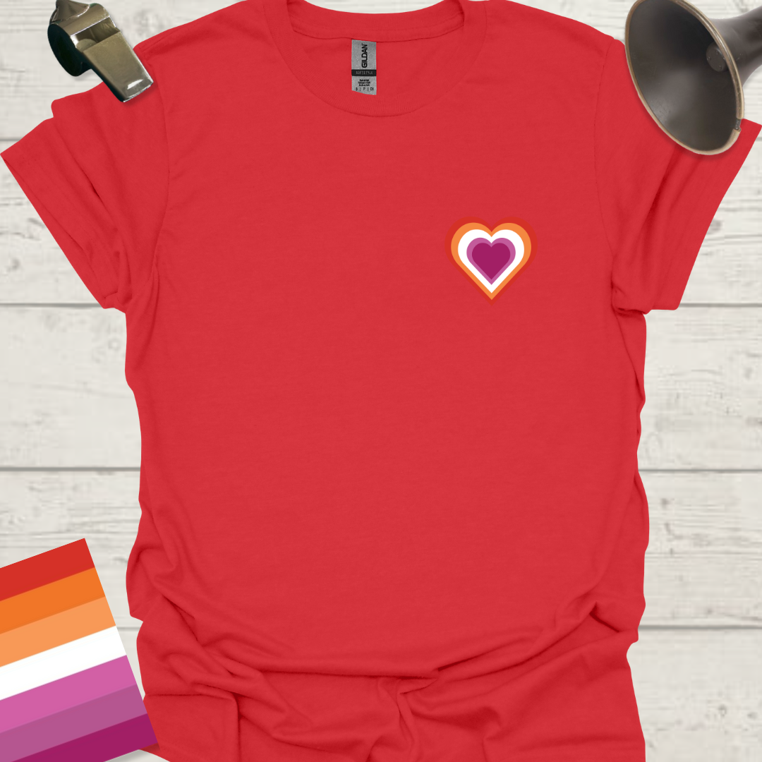 Lesbian Pride Flag Colors Heart T-Shirt