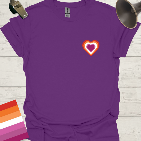 Lesbian Pride Flag Colors Heart T-Shirt