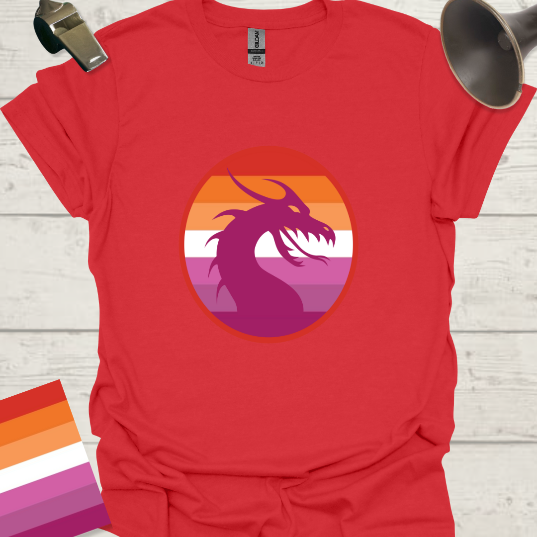 Lesbian Pride Flag Sphere Dragon T-Shirt