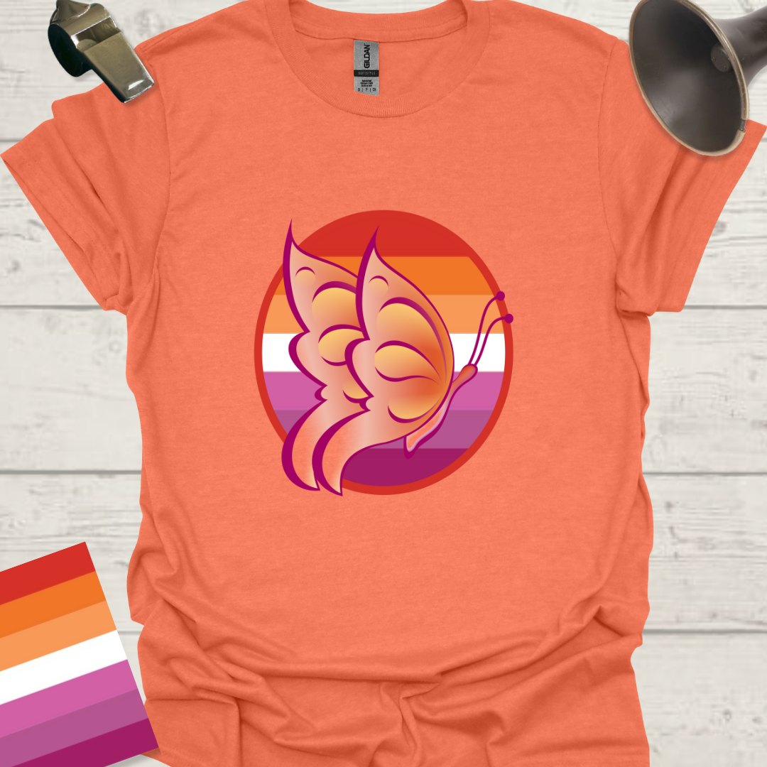 Lesbian Pride Flag Sphere Beautiful Butterfly T-Shirt