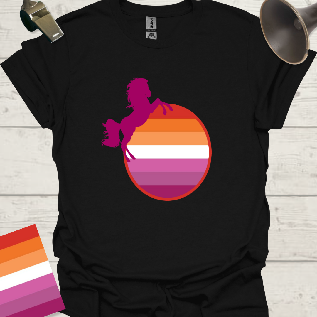 Lesbian Pride Flag Sphere Horse T-Shirt