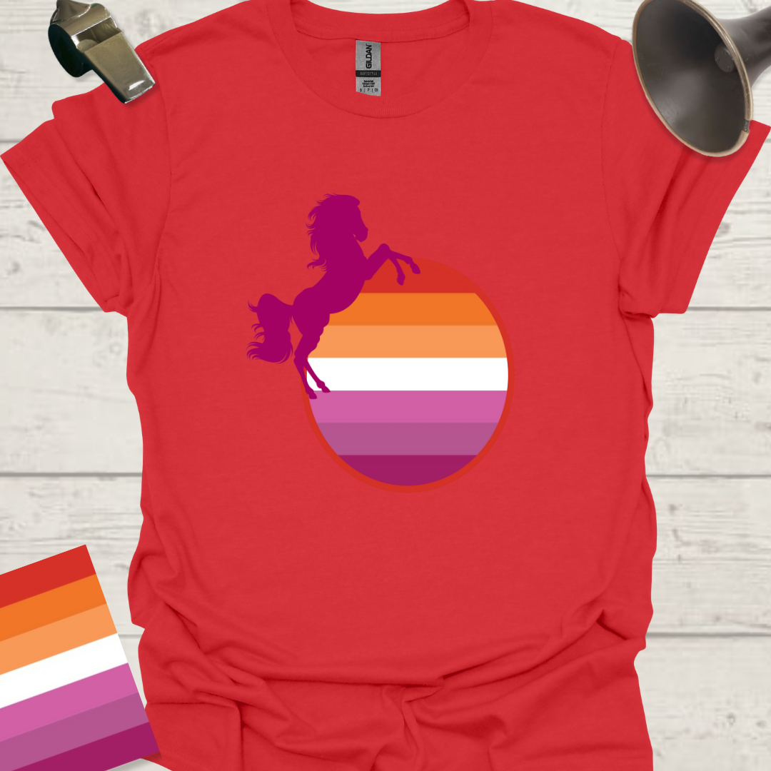 Lesbian Pride Flag Sphere Horse T-Shirt