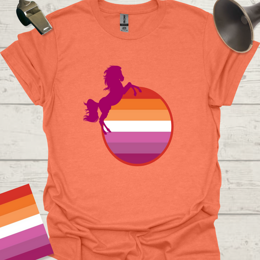 Lesbian Pride Flag Sphere Horse T-Shirt