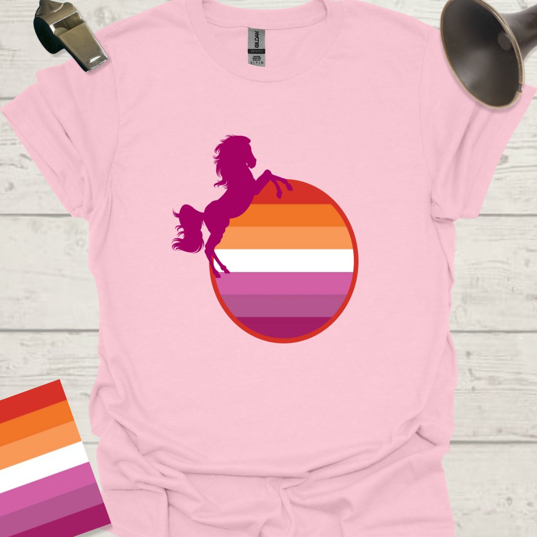 Lesbian Pride Flag Sphere Horse T-Shirt