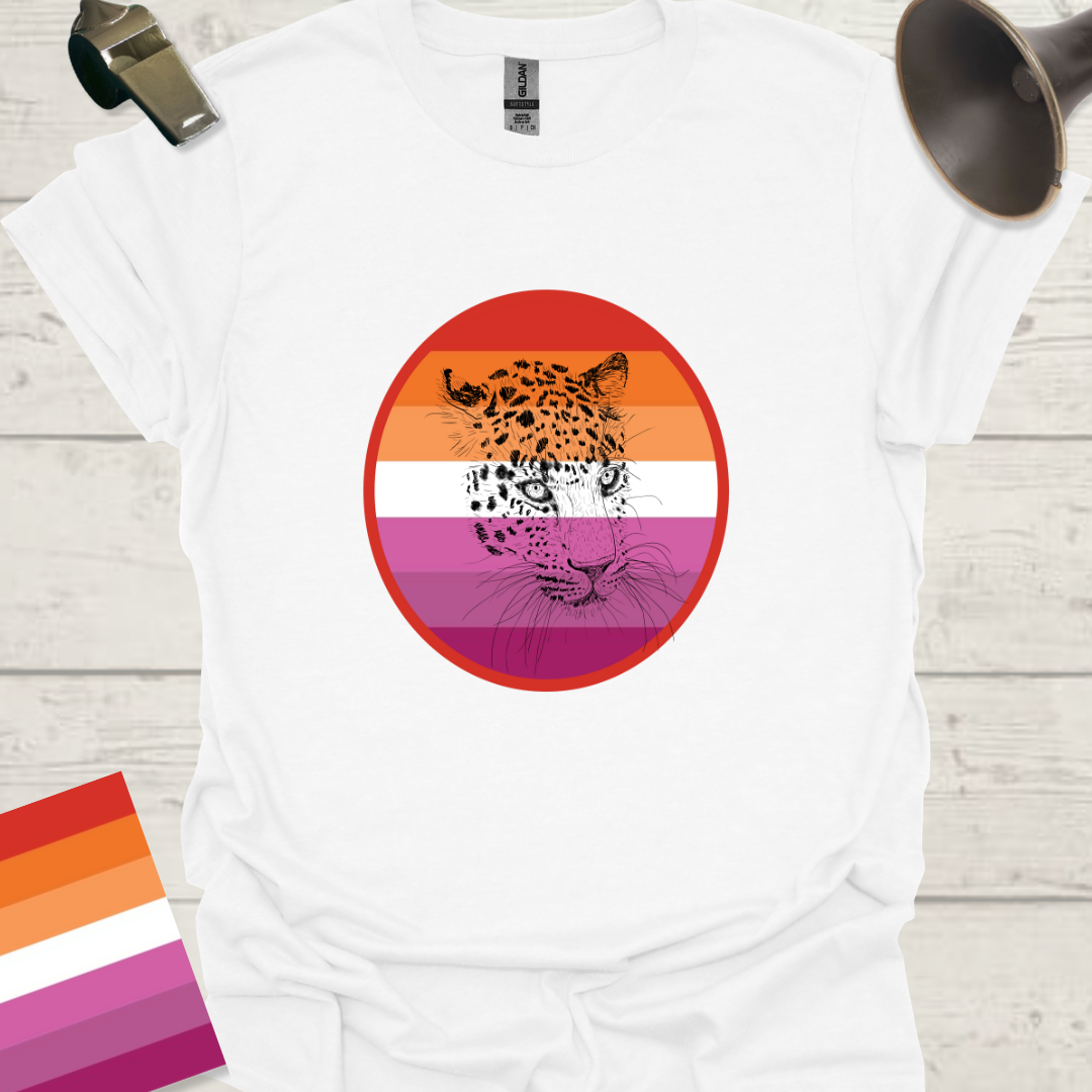 Lesbian Pride Flag Sphere Leopard Head T-Shirt