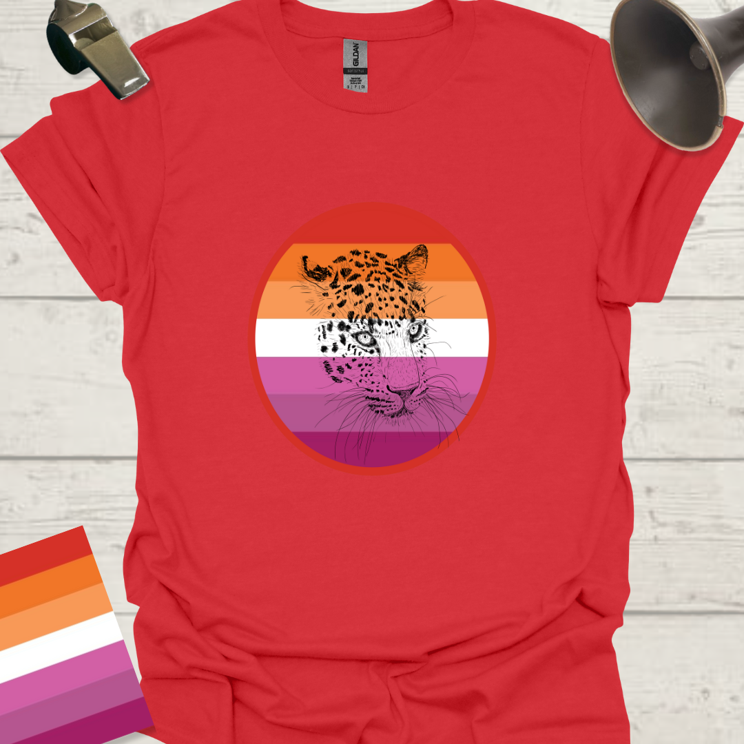 Lesbian Pride Flag Sphere Leopard Head T-Shirt