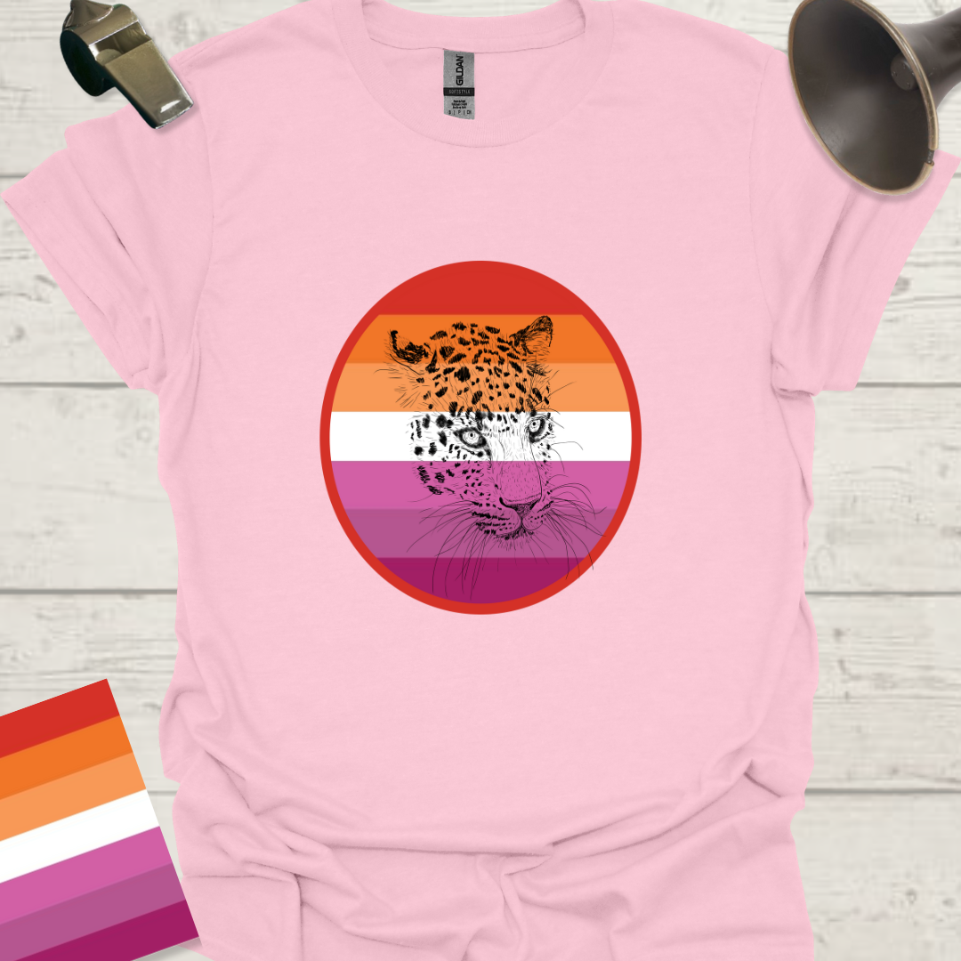Lesbian Pride Flag Sphere Leopard Head T-Shirt