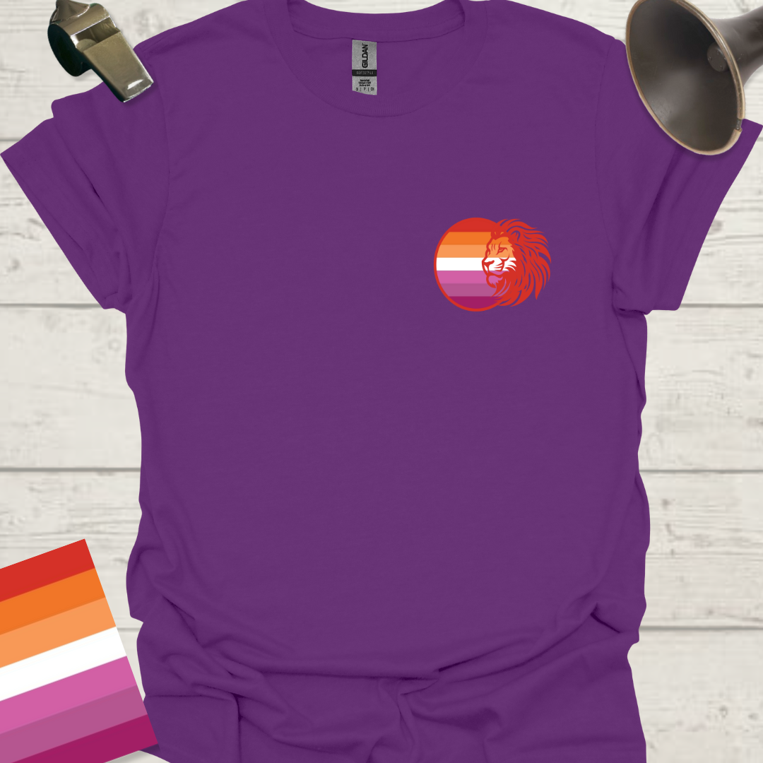 Lesbian Pride Flag Sphere Lion T-Shirt