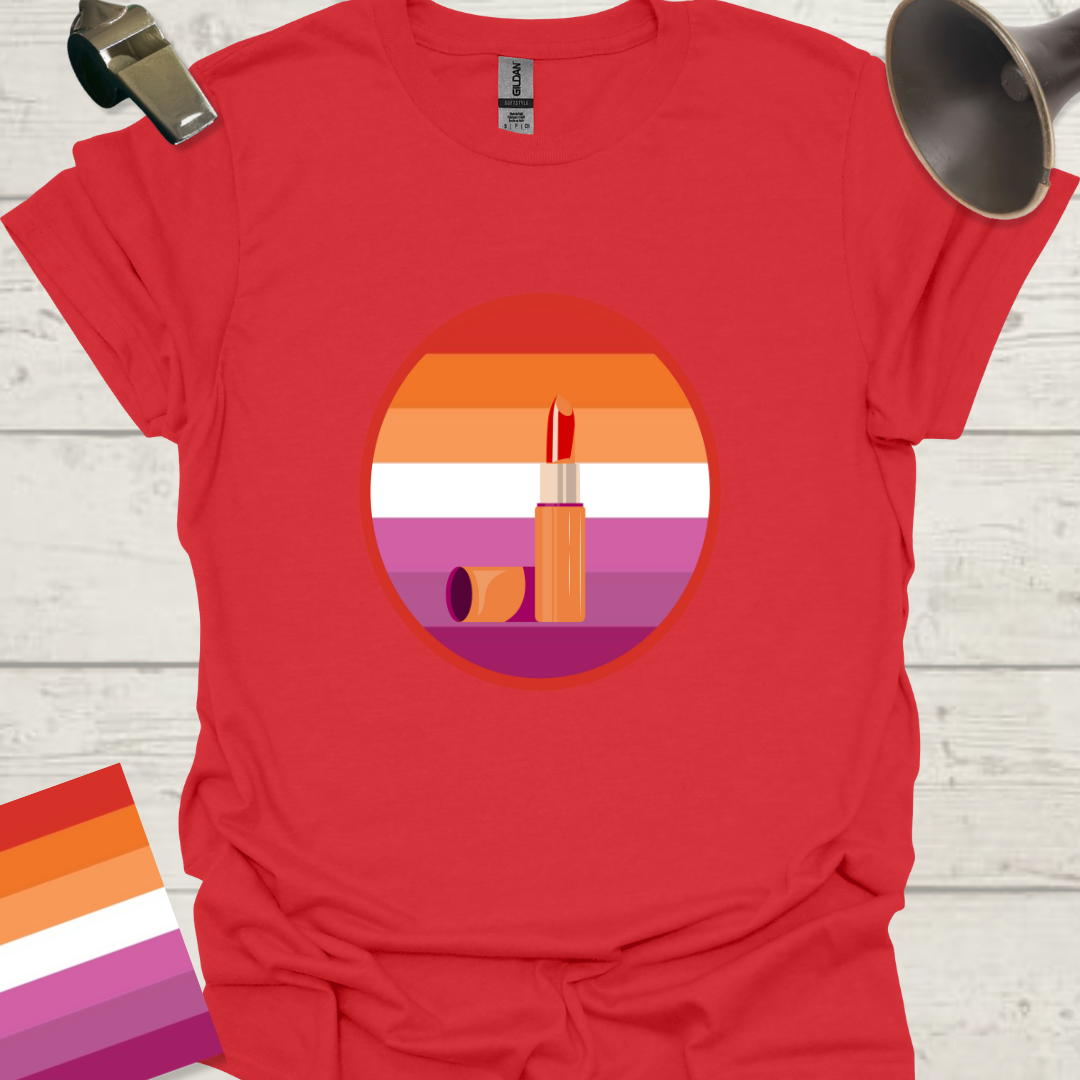 Lesbian Pride Flag Sphere Lipstick T-Shirt
