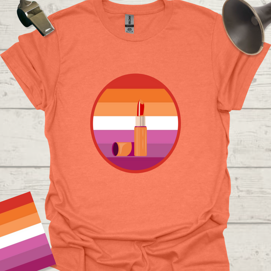 Lesbian Pride Flag Sphere Lipstick T-Shirt