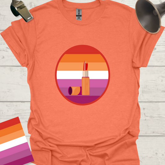 Lesbian Pride Flag Sphere Lipstick T-Shirt