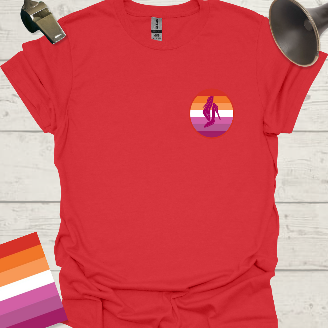 Lesbian Pride Flag Sphere High Heels T-Shirt