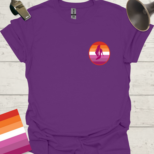 Lesbian Pride Flag Sphere High Heels T-Shirt