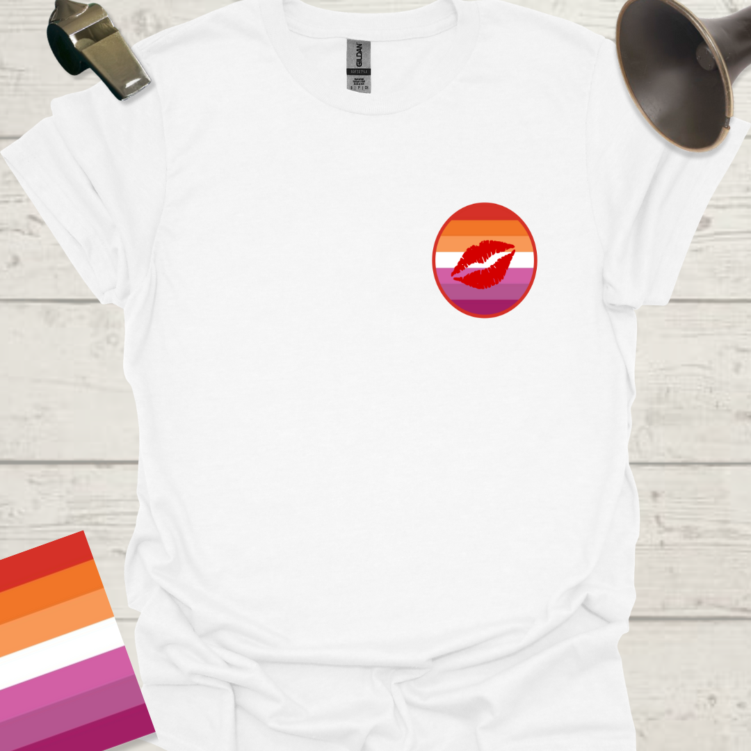 Lesbian Pride Flag Sphere Red Lips T-Shirt