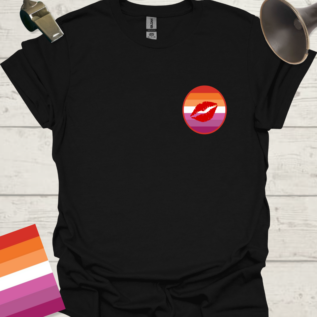 Lesbian Pride Flag Sphere Red Lips T-Shirt
