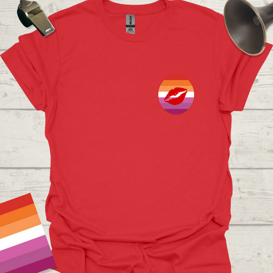 Lesbian Pride Flag Sphere Red Lips T-Shirt