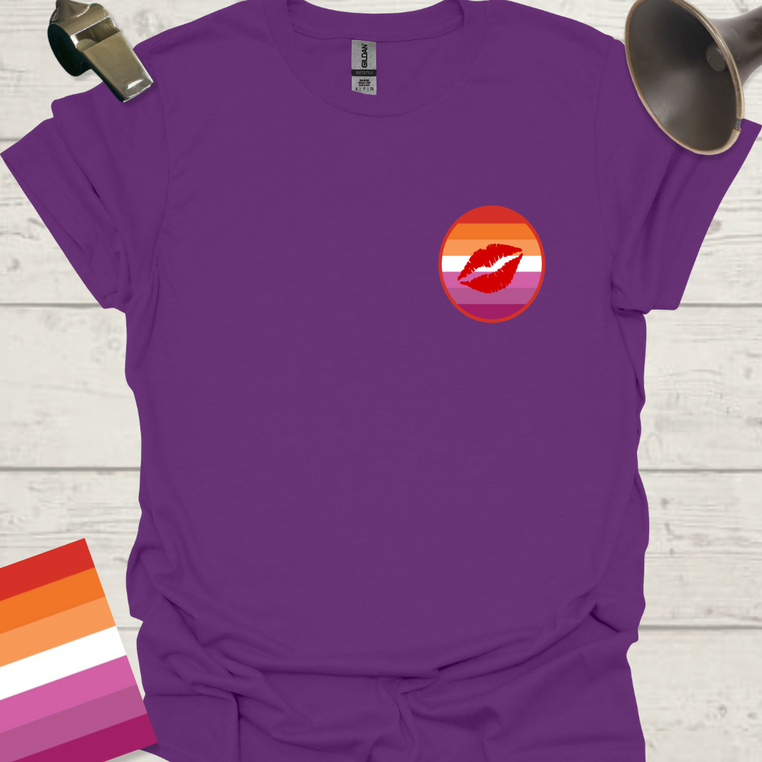 Lesbian Pride Flag Sphere Red Lips T-Shirt