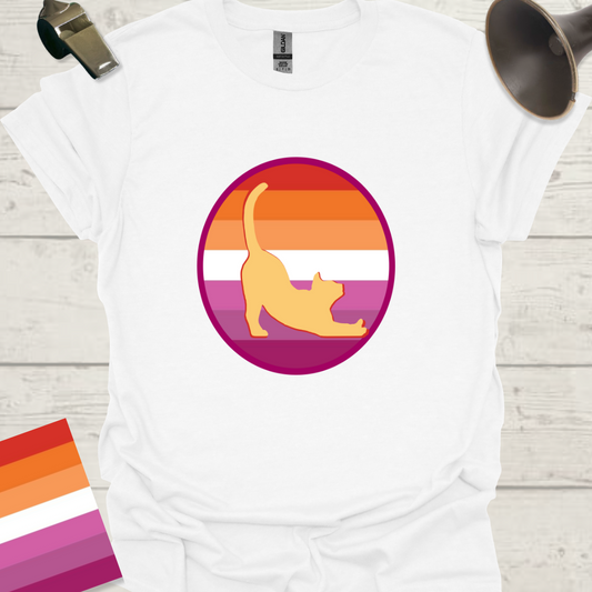 Lesbian Pride Flag Sphere Cat T-Shirt