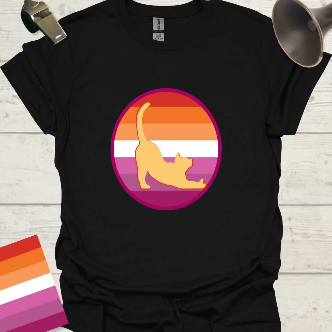Lesbian Pride Flag Sphere Cat T-Shirt
