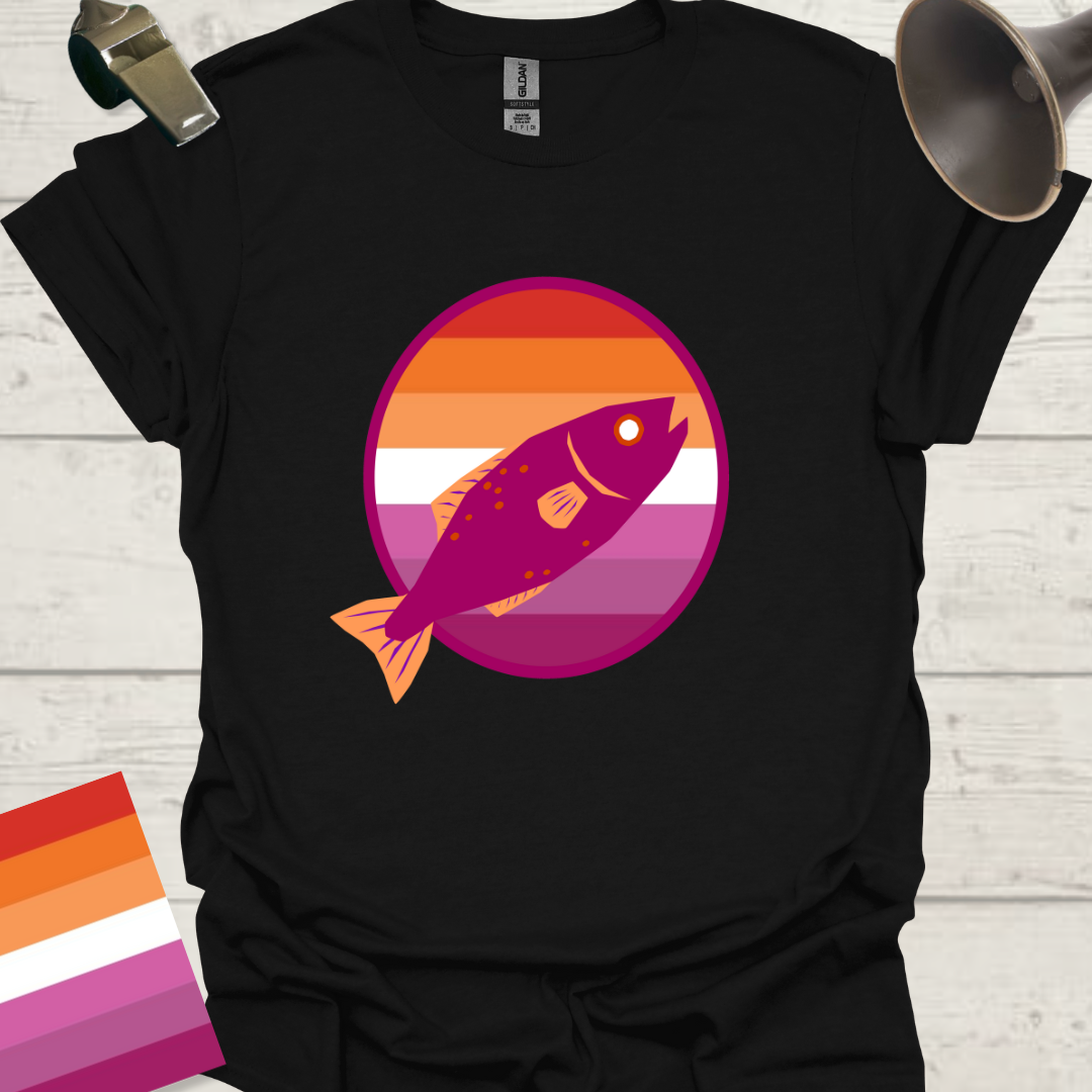 Lesbian Pride Flag Sphere Fish T-Shirt
