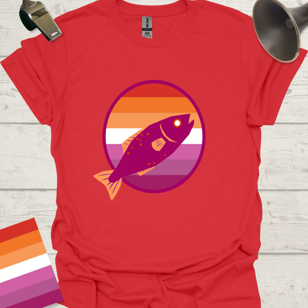 Lesbian Pride Flag Sphere Fish T-Shirt