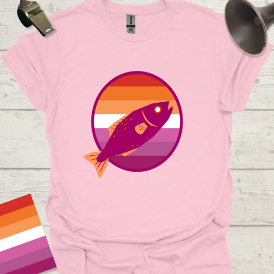 Lesbian Pride Flag Sphere Fish T-Shirt
