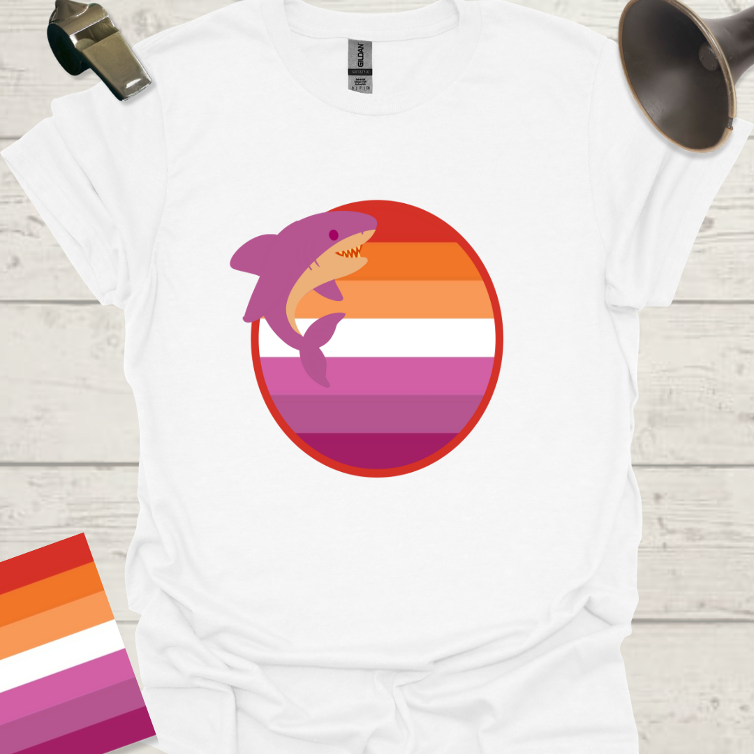 Lesbian Pride Flag Sphere Shark T-Shirt