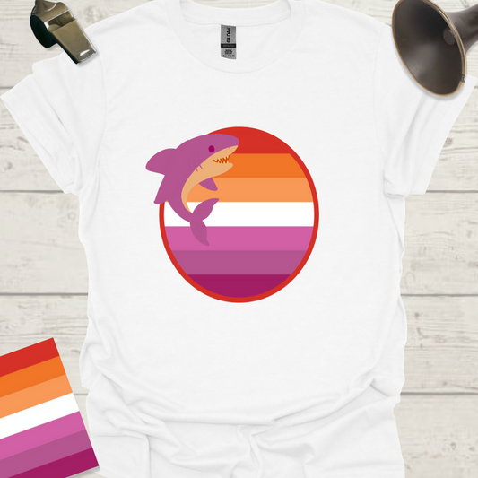 Lesbian Pride Flag Sphere Shark T-Shirt