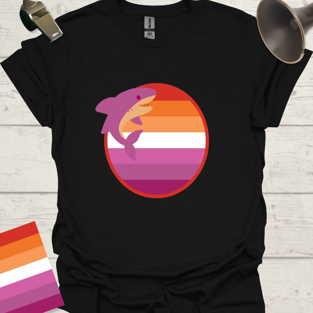 Lesbian Pride Flag Sphere Shark T-Shirt