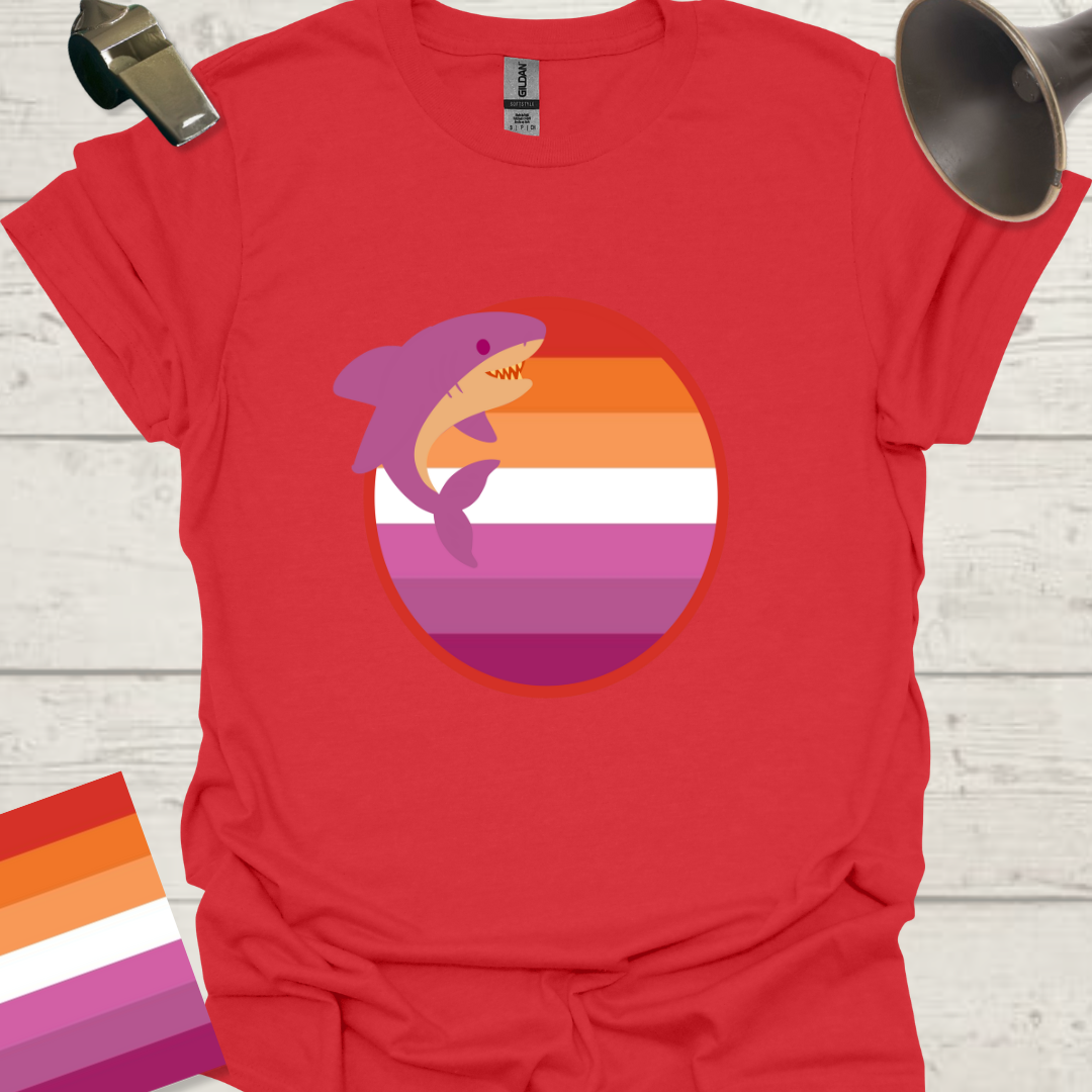 Lesbian Pride Flag Sphere Shark T-Shirt