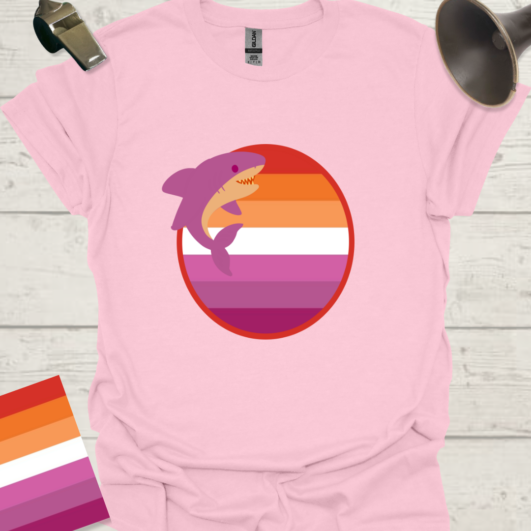 Lesbian Pride Flag Sphere Shark T-Shirt