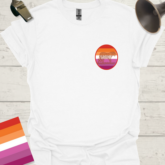 Lesbian Pride Flag Sphere Wild Leopard T-Shirt