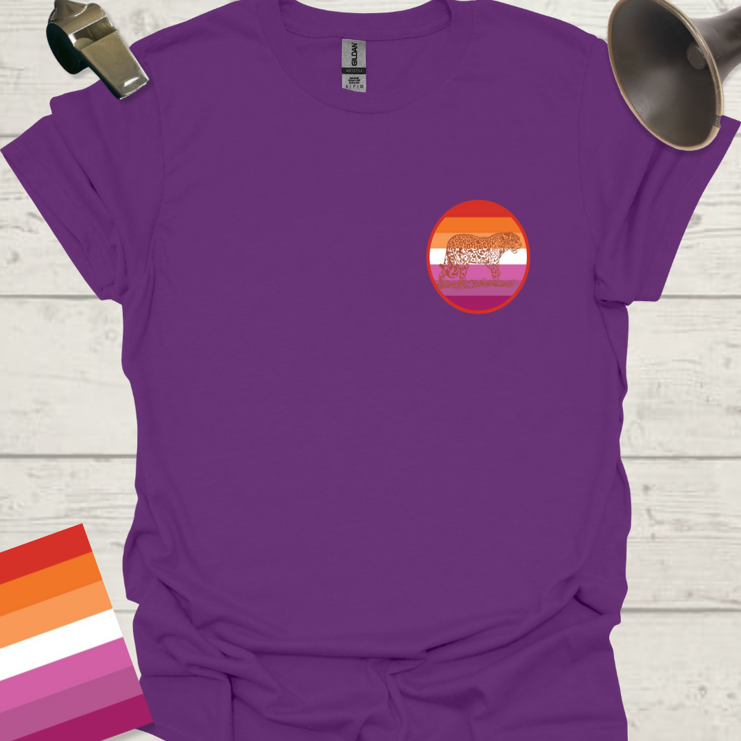 Lesbian Pride Flag Sphere Wild Leopard T-Shirt