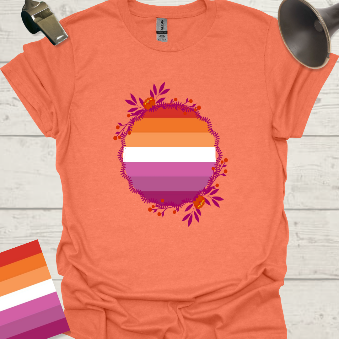 Lesbian Pride Flag Sphere Wild Flowers T-Shirt