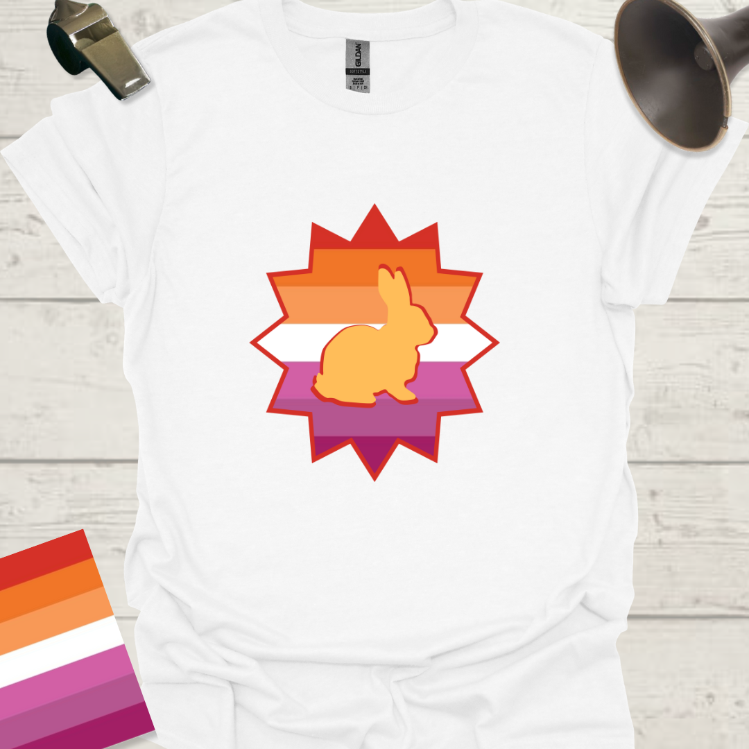 Lesbian Pride Flag Star Rabbit T-Shirt