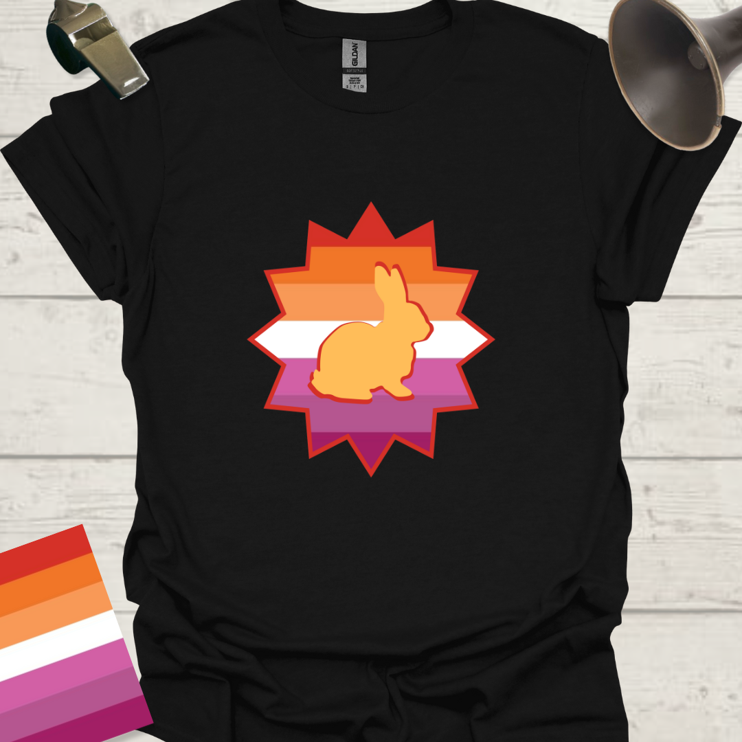 Lesbian Pride Flag Star Rabbit T-Shirt