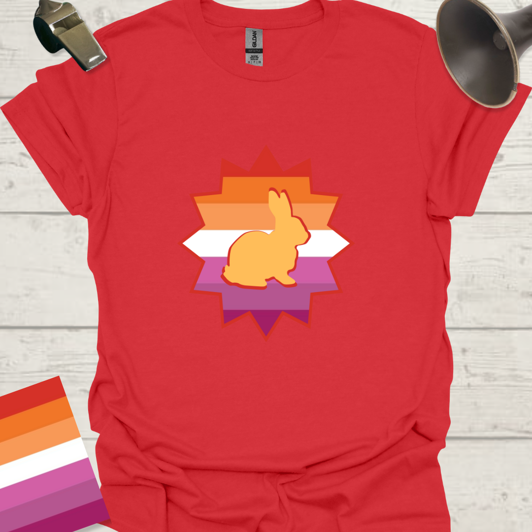 Lesbian Pride Flag Star Rabbit T-Shirt