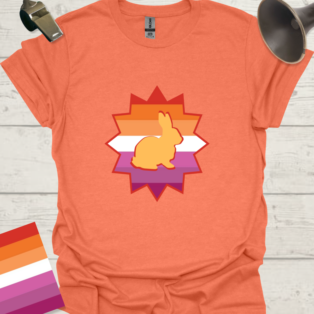 Lesbian Pride Flag Star Rabbit T-Shirt