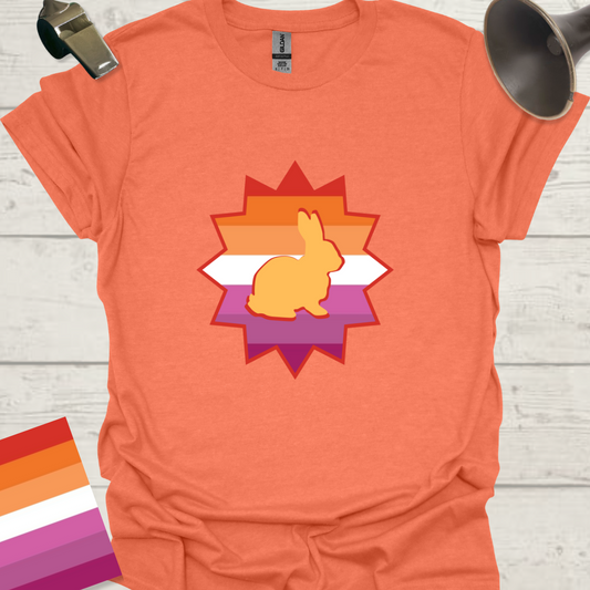 Lesbian Pride Flag Star Rabbit T-Shirt