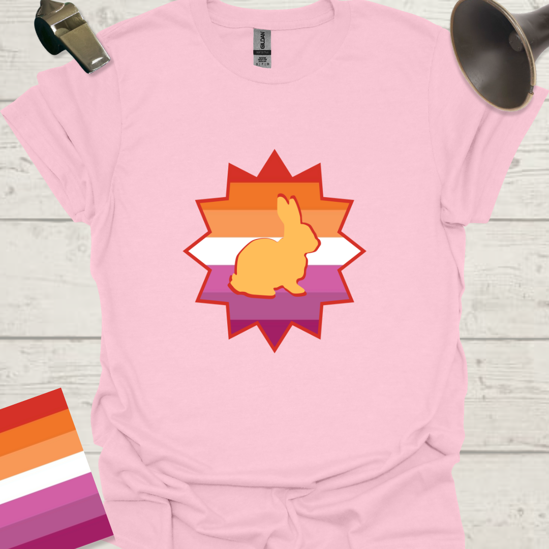 Lesbian Pride Flag Star Rabbit T-Shirt