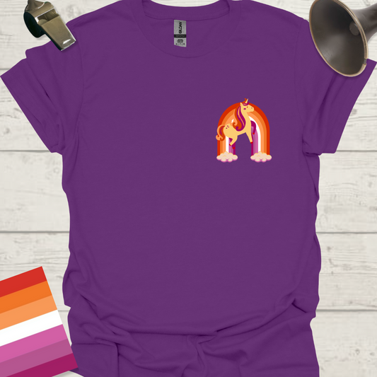 Lesbian Pride Flag Rainbow Unicorn T-Shirt
