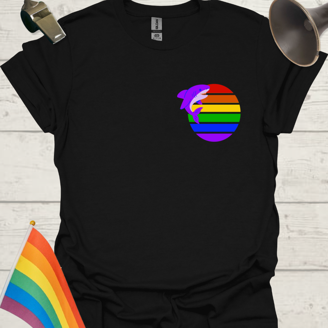 LGBTQ Pride Rainbow Stripes in a Sphere, Cute Shark T-shirt
