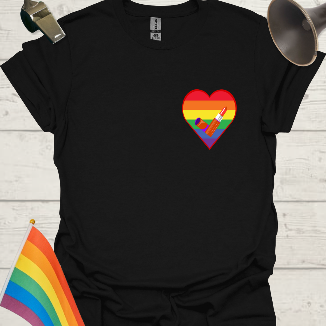 Unisex Pride T-Shirt - LGBTQ Lipstick in a Heart Design