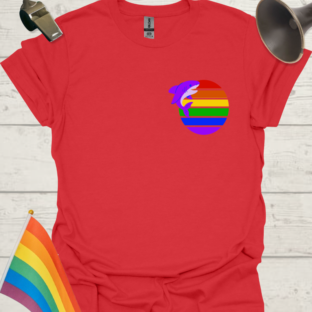 LGBTQ Pride Rainbow Stripes in a Sphere, Cute Shark T-shirt