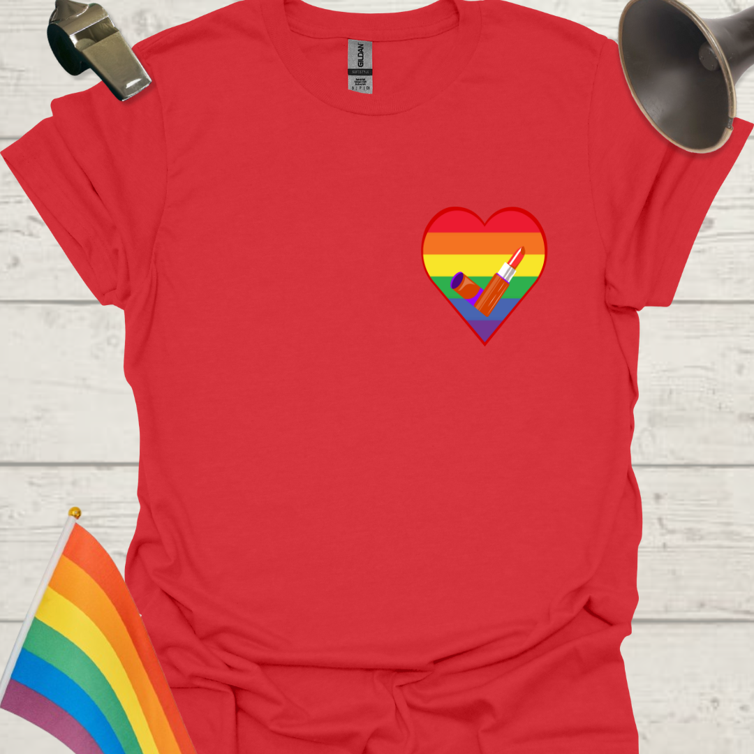 Unisex Pride T-Shirt - LGBTQ Lipstick in a Heart Design