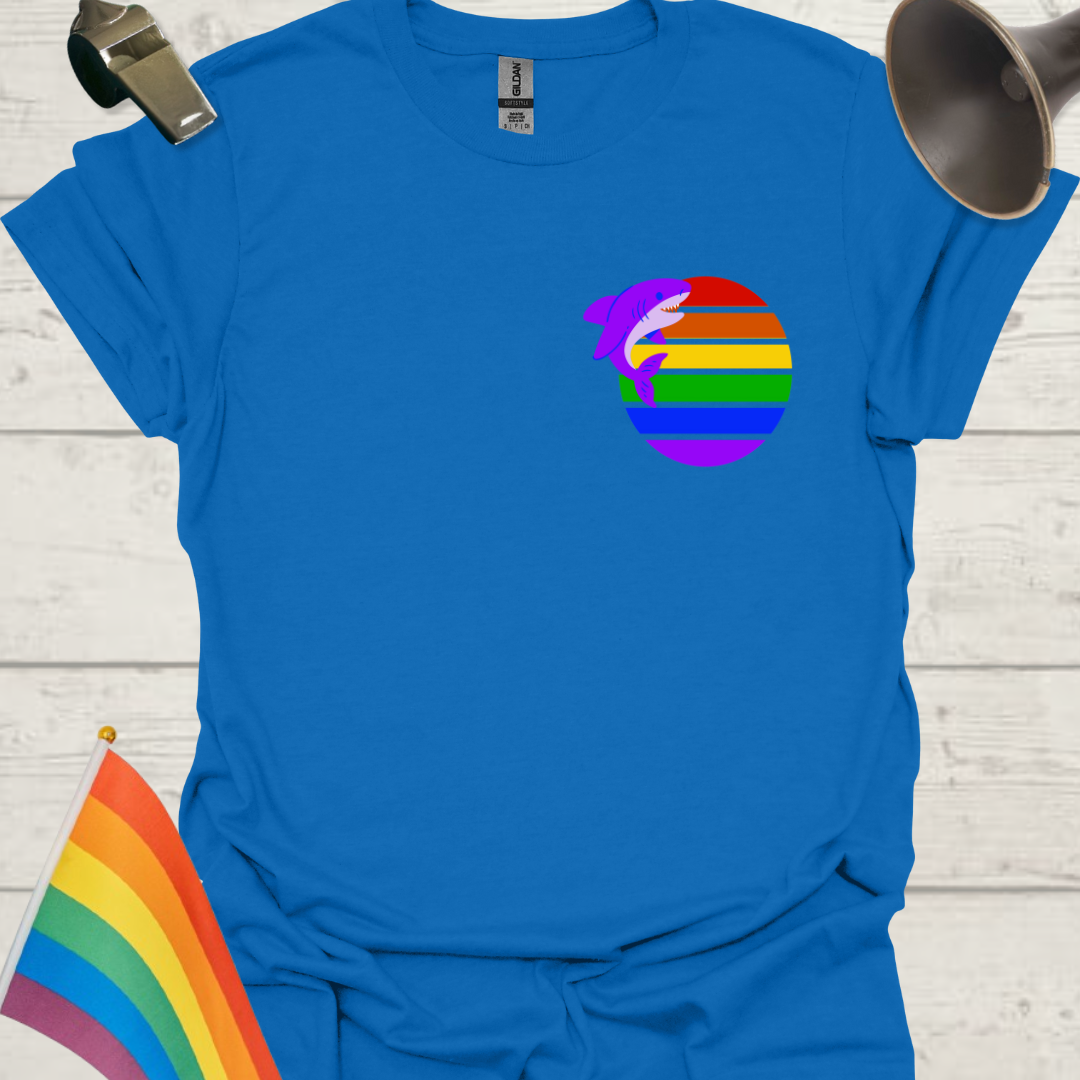 LGBTQ Pride Rainbow Stripes in a Sphere, Cute Shark T-shirt