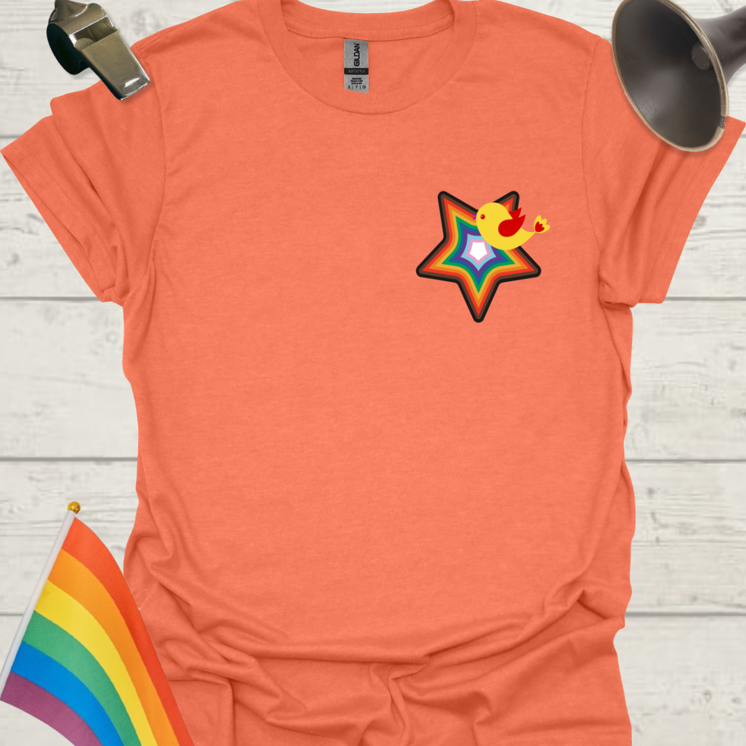 LGBTQ Pride Bird, Progress Flag colors star T-Shirt